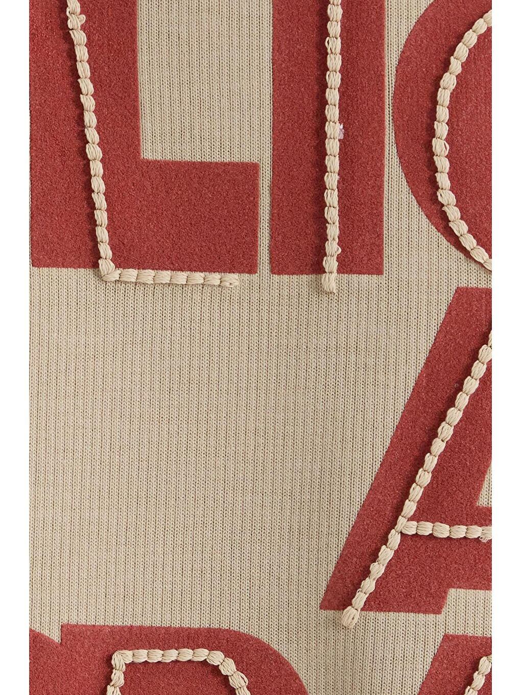 Unisex Oversize Geniş Kesim Pamuklu Yumuşak Dokulu İçi Polarlı Baskılı Bej Sweatshirt-5