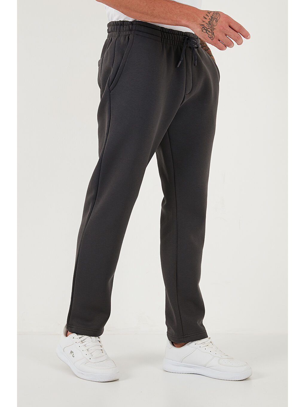 Antrasit Pamuklu Regular Fit Normal Bel Şardonlu Eşofman Altı 5908040-2