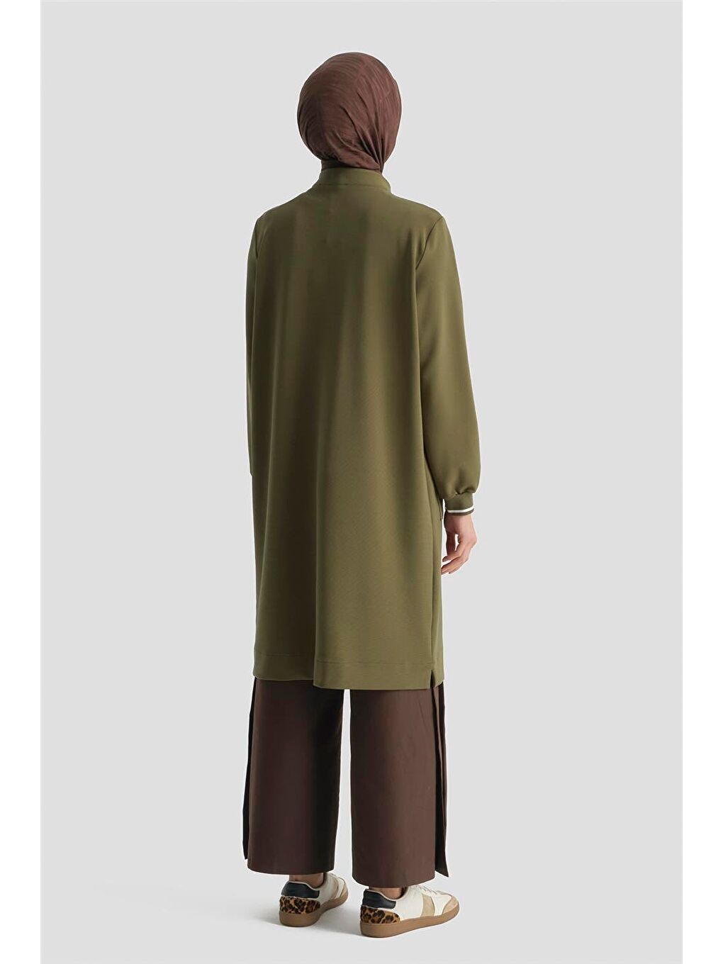 Cep Detaylı Basic Tunik 25Kt1453 Yağ Yeşili-2