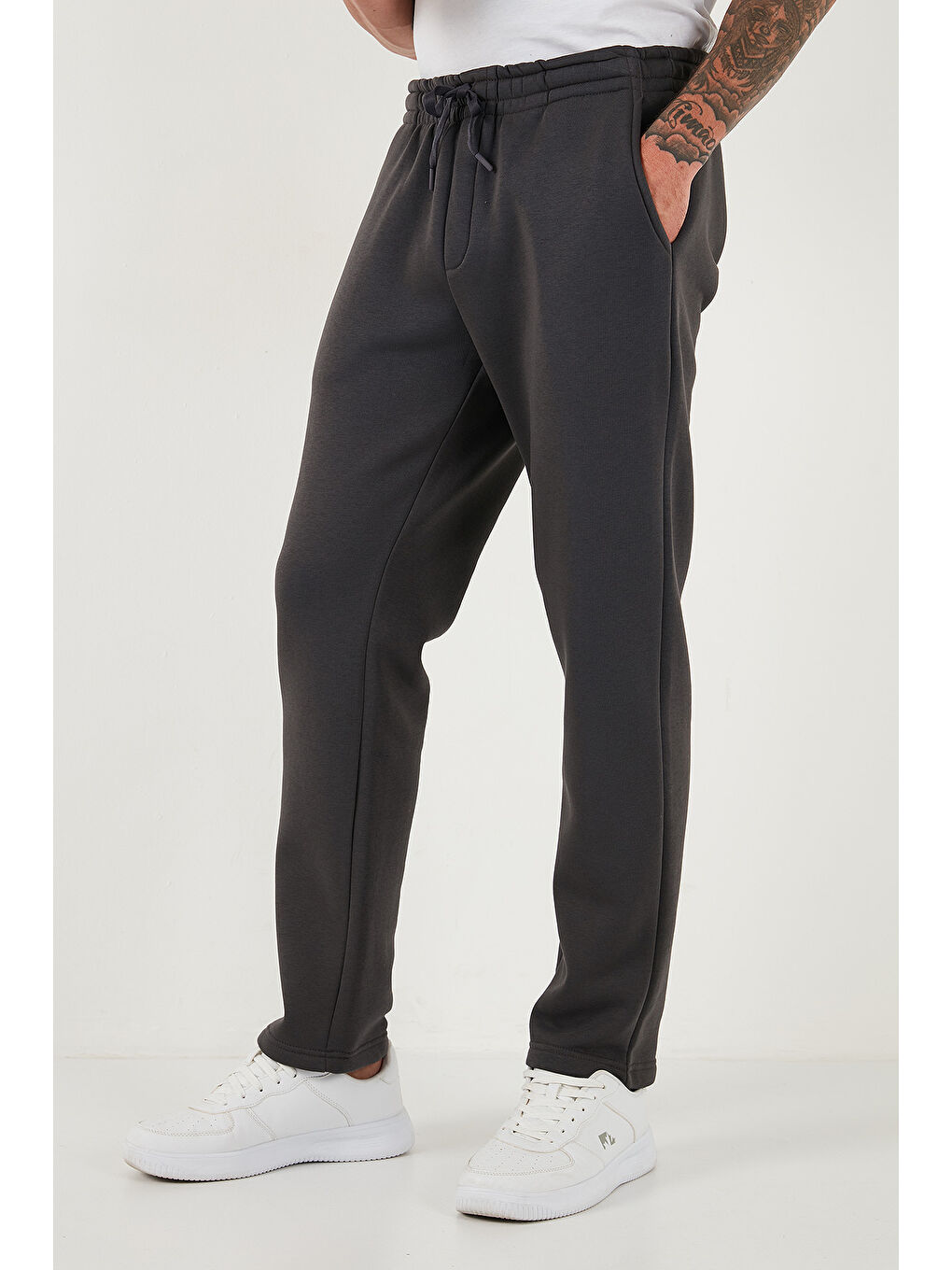 Antrasit Pamuklu Regular Fit Normal Bel Şardonlu Eşofman Altı 5908040-4