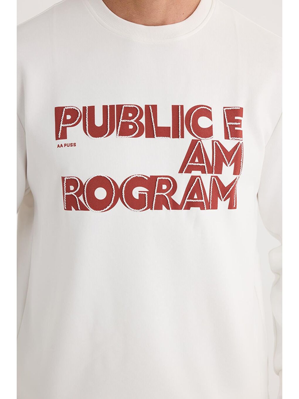 Unisex Oversize Geniş Kesim Pamuklu Yumuşak Dokulu İçi Polarlı Baskılı Beyaz Sweatshirt-2