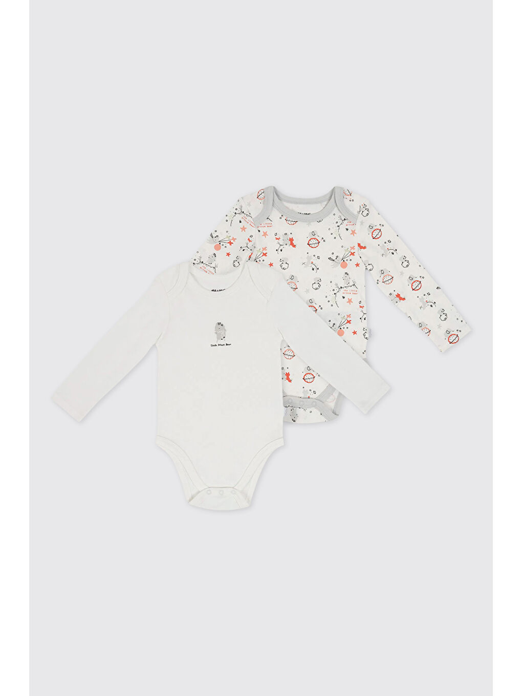 Yenidoğan Desenli Ve Düz 2'li Ekru Body Set