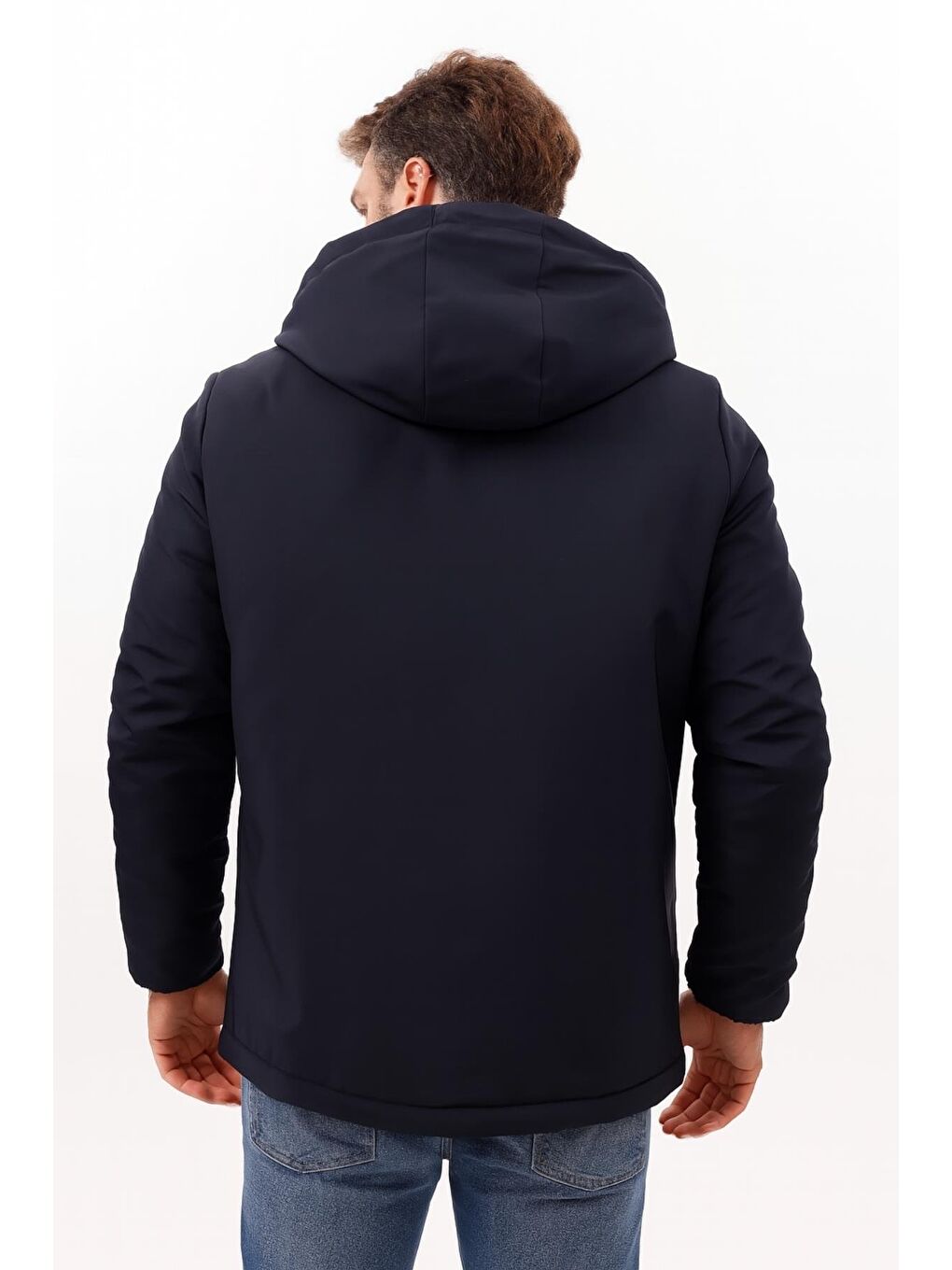 Lacivert Erkek Kürklü Su Ve Rüzgar Geçirmez Kapüşonlu Kışlık Mont & Kaban & Parka-6