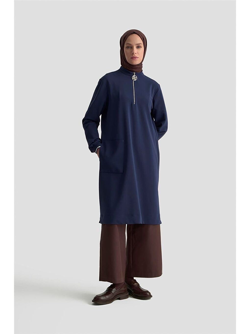 Cep Detaylı Basic Tunik 25Kt1453 Lacivert-1