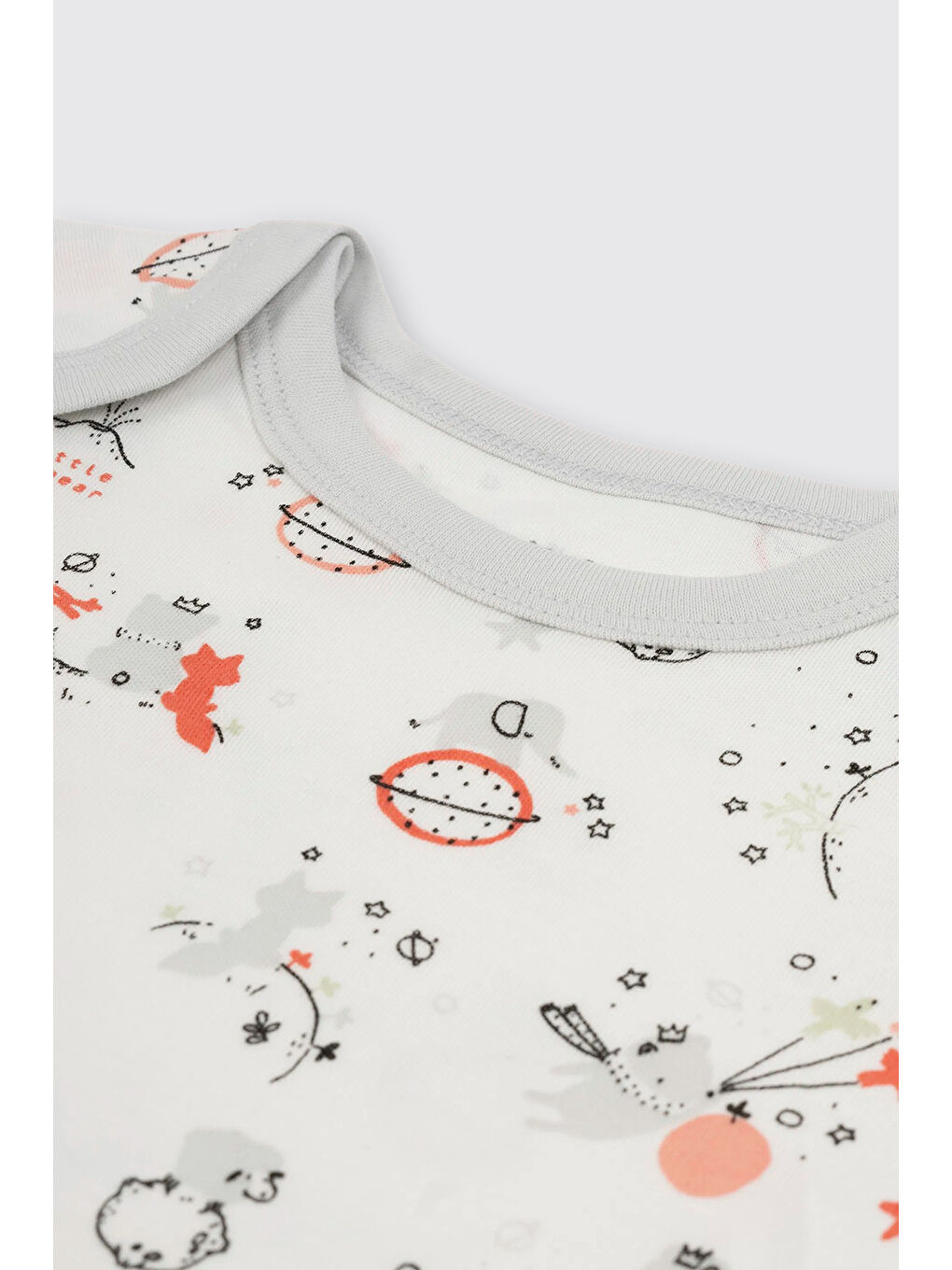 Yenidoğan Desenli Ve Düz 2'li Ekru Body Set-6