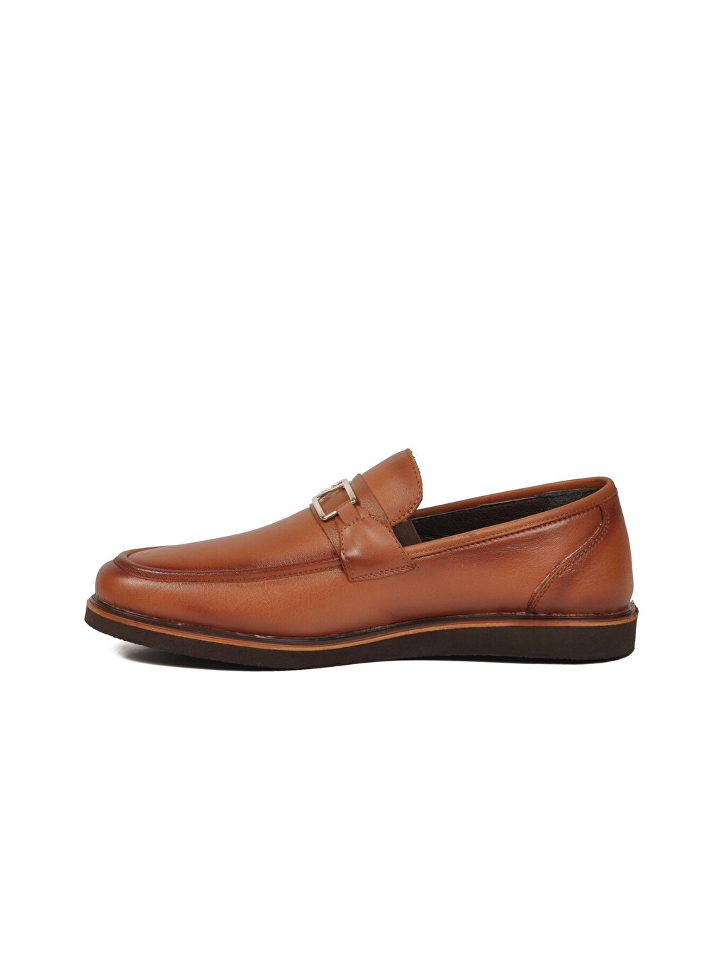Kahverengi Erkek Hakiki Deri Tokalı Loafer Ayakkabı Klasik Smart Casual Taba 5768 M-1