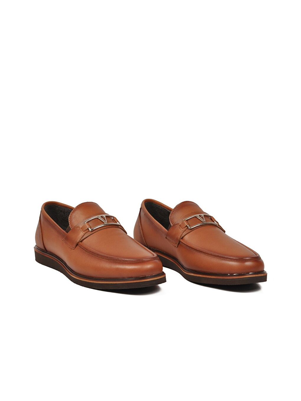 Kahverengi Erkek Hakiki Deri Tokalı Loafer Ayakkabı Klasik Smart Casual Taba 5768 M-2