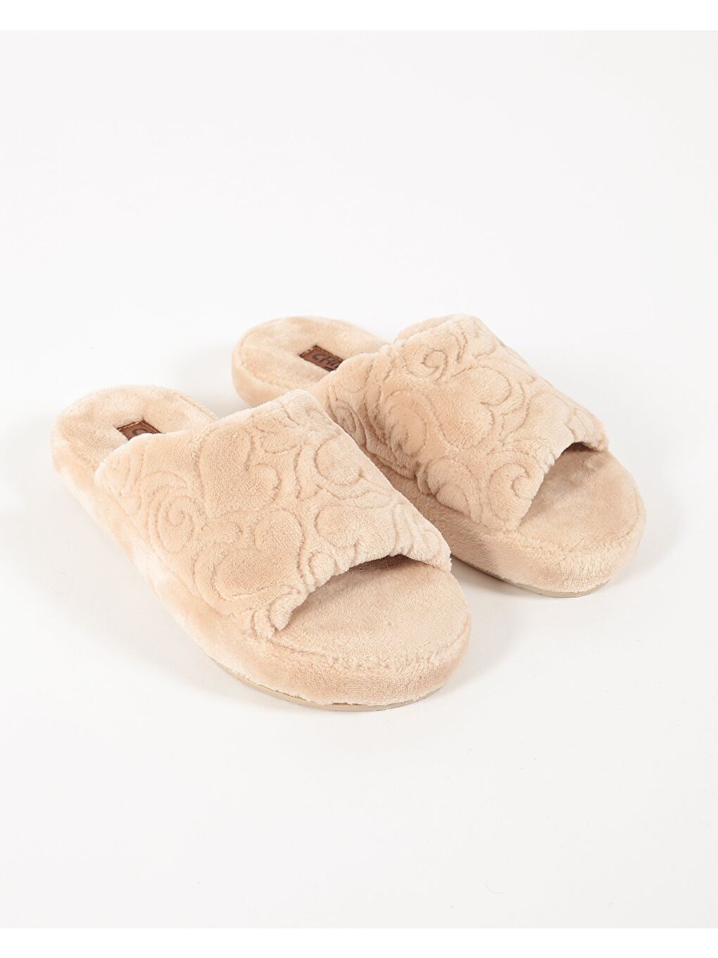 Bej Kadın Nakış Detaylı Ev Terliği-TALIA