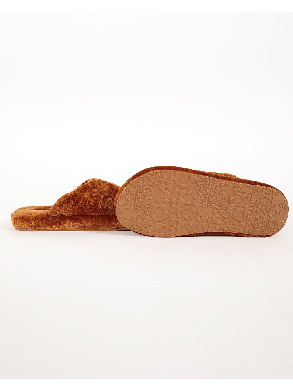 Kahverengi Kadın Nakış Detaylı Ev Terliği-TALIA-4