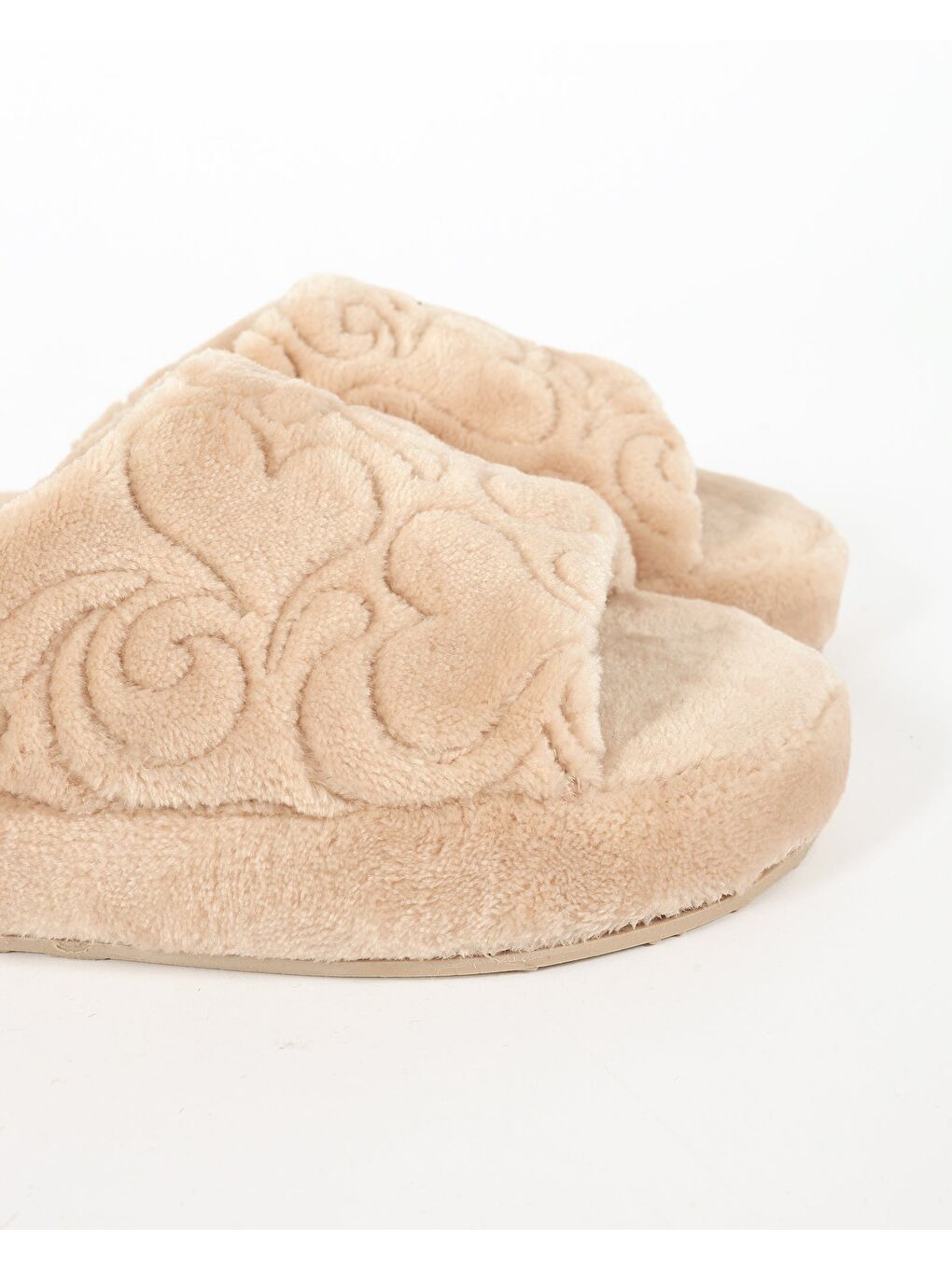 Bej Kadın Nakış Detaylı Ev Terliği-TALIA-1