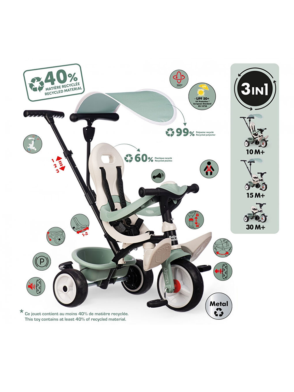 Life Baby Balade Tenteli Üç Tekerlekli Bisiklet 7600741405-1