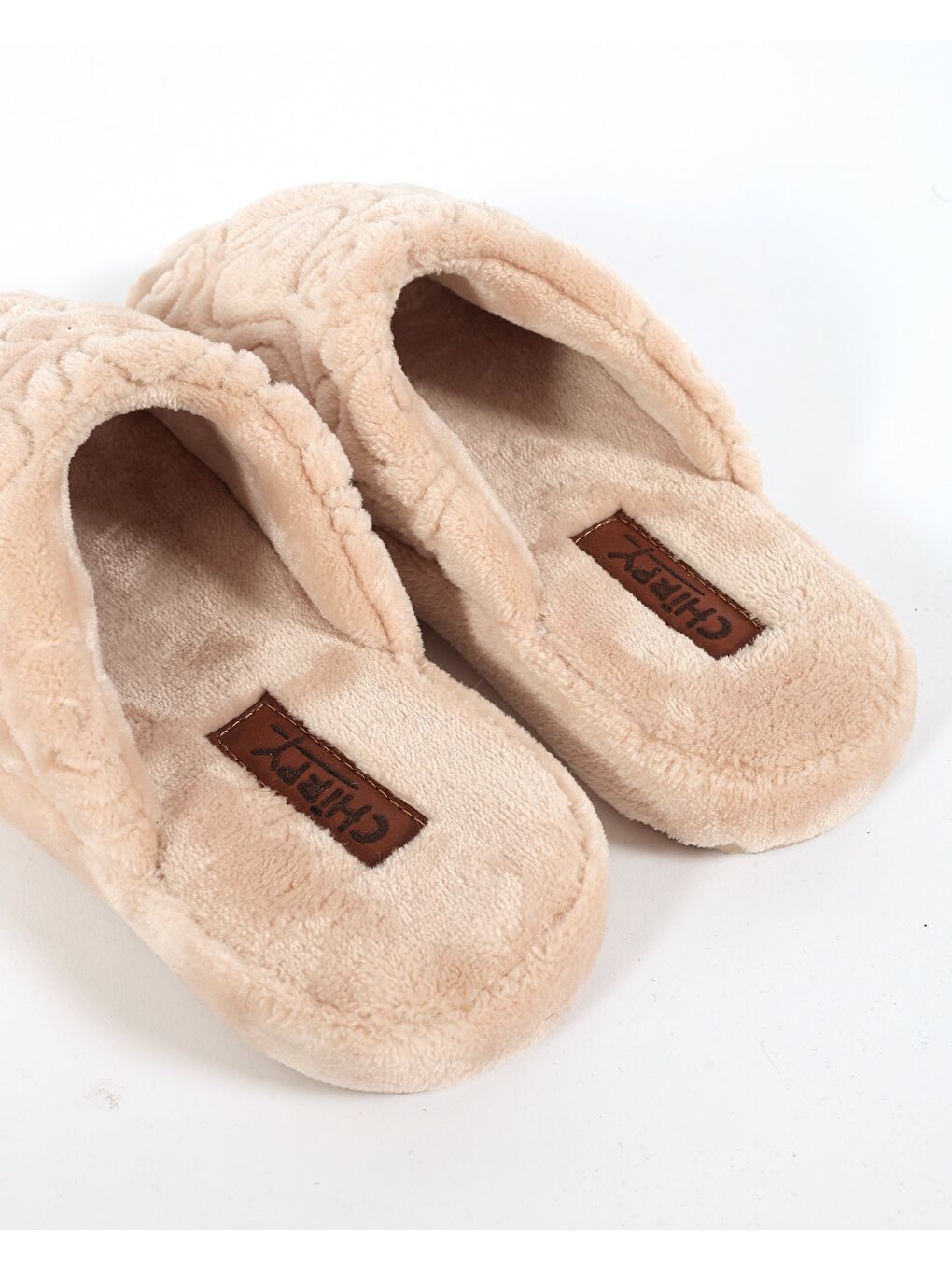 Bej Kadın Nakış Detaylı Ev Terliği-TALIA-2