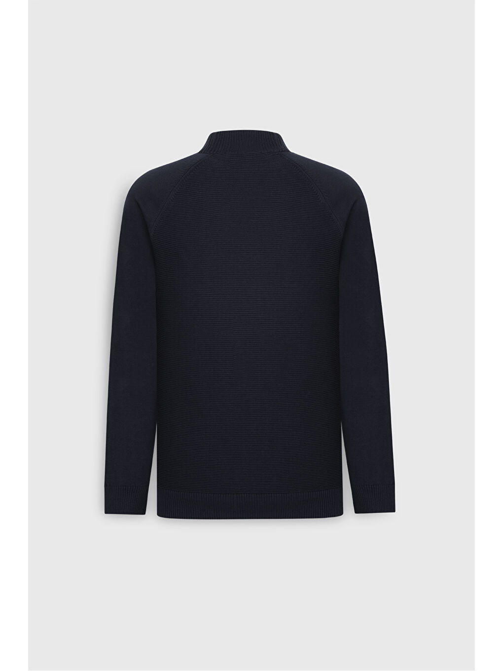 Erkek Lacivert Pamuklu Standart Fit Normal Kesim Yarım Balıkçı Yaka Desenli Triko Kazak-8