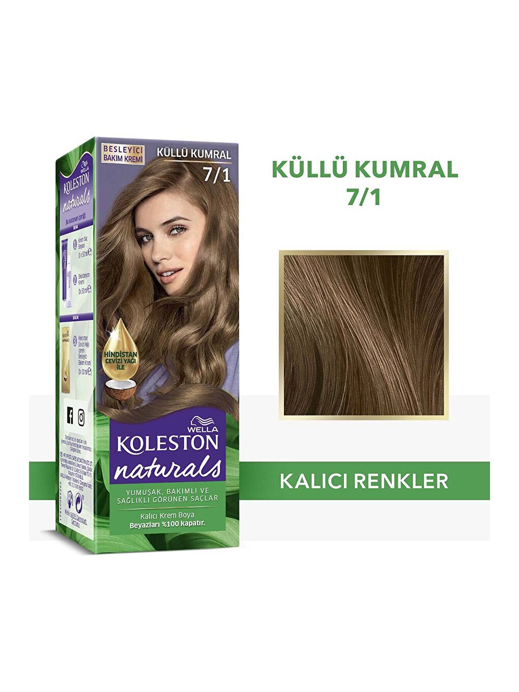 Wella Renksiz Koleston Naturals Saç Boyası 7/1 Küllü Kumral