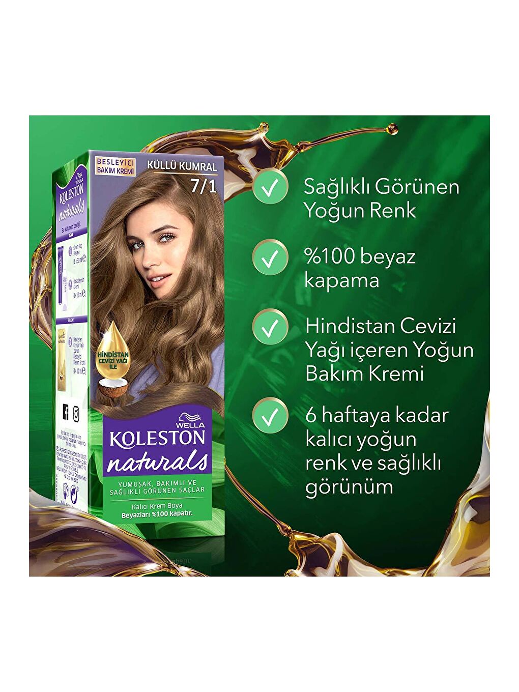 Wella Renksiz Koleston Naturals Saç Boyası 7/1 Küllü Kumral - 6