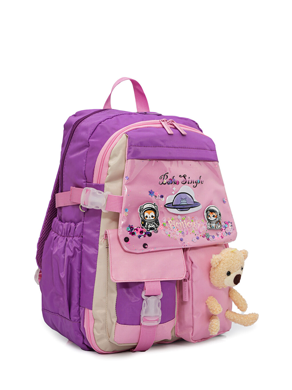 Ayıcık Detaylı Kız Çocuk İlkokul Çanta Seti-2