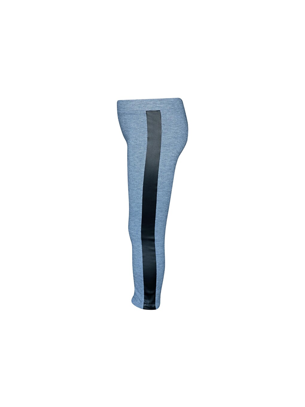 Koyu Lacivert Yanı Deri Panelli Pike Kumaş Kız Çocuk Tayt-1