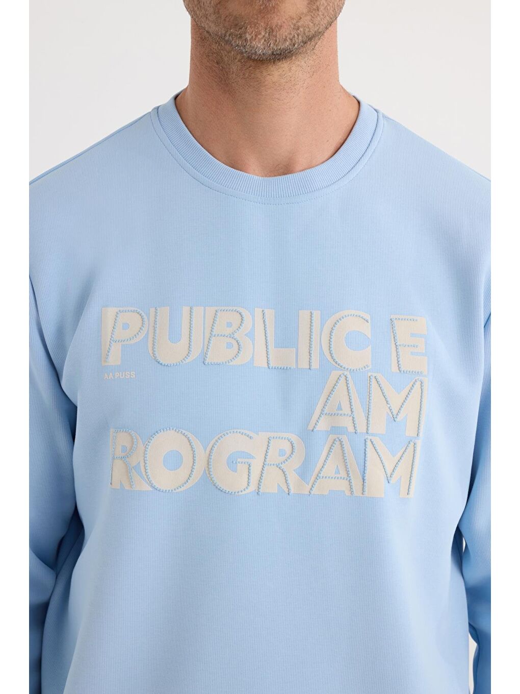 Unisex Oversize Geniş Kesim Pamuklu Yumuşak Dokulu İçi Polarlı Baskılı Mavi Sweatshirt-2