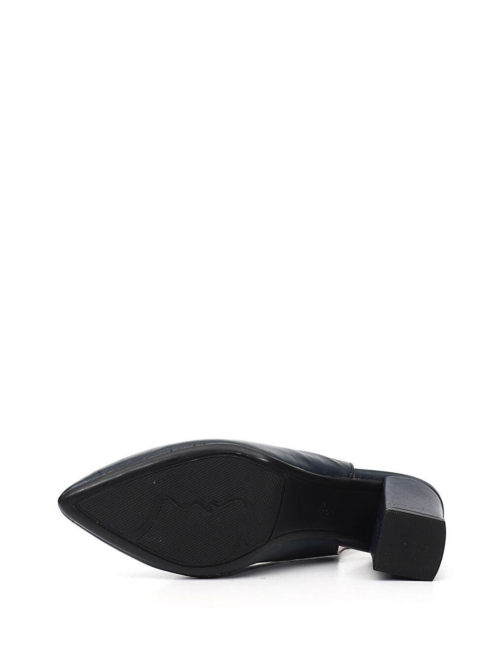 Lacivert Kadın AÇIK LACİVERT Kalın Topuklu Arkası Açık Hakiki Deri Ayakkabı-4