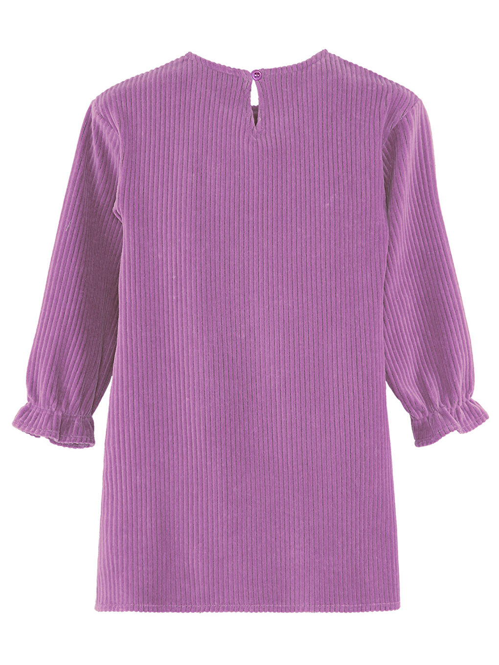 Çiçekli Kız Çocuk Lila Kadife Elbise-3