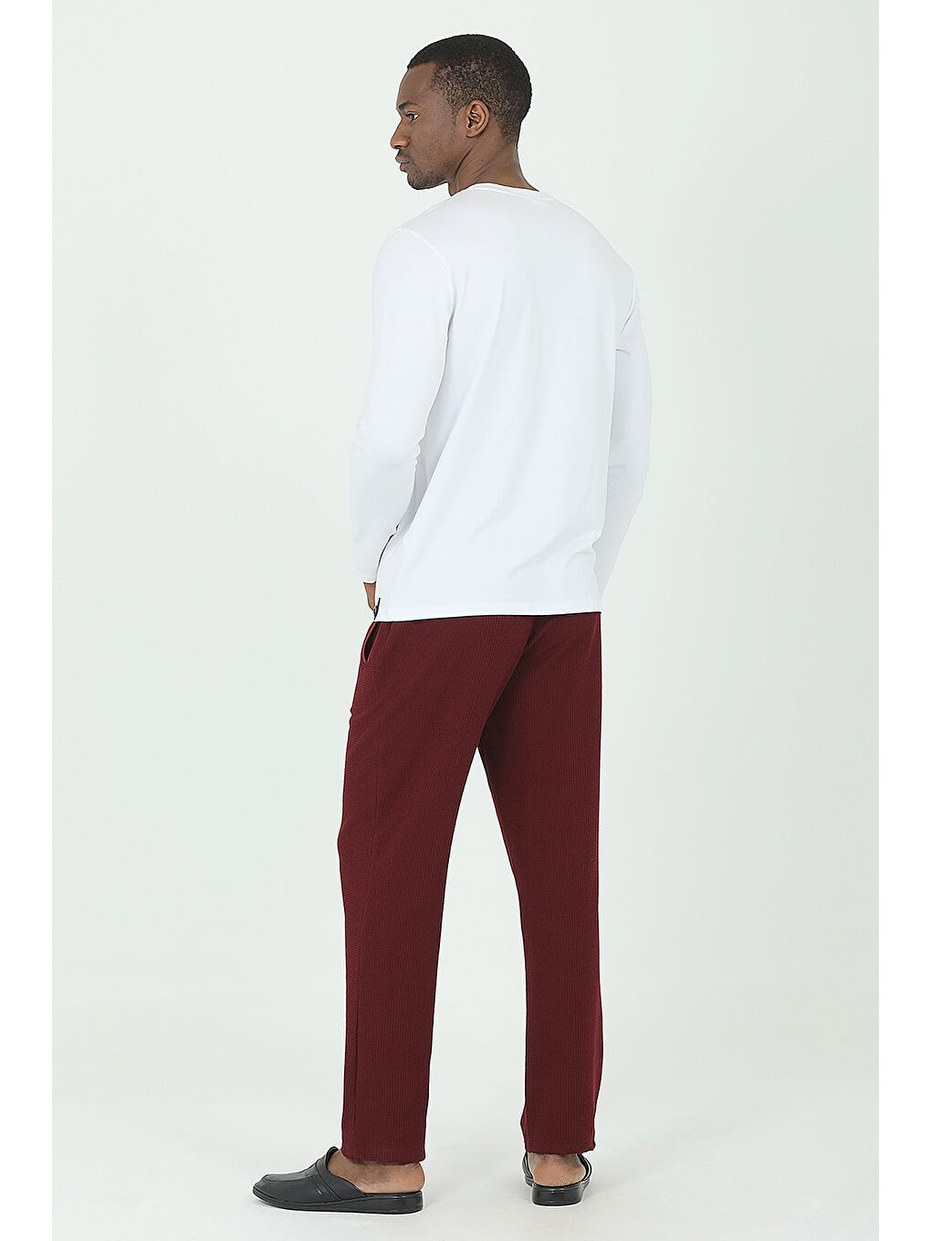 Bordo Waffle 3'lü Rob Pijama Set BORDO-4