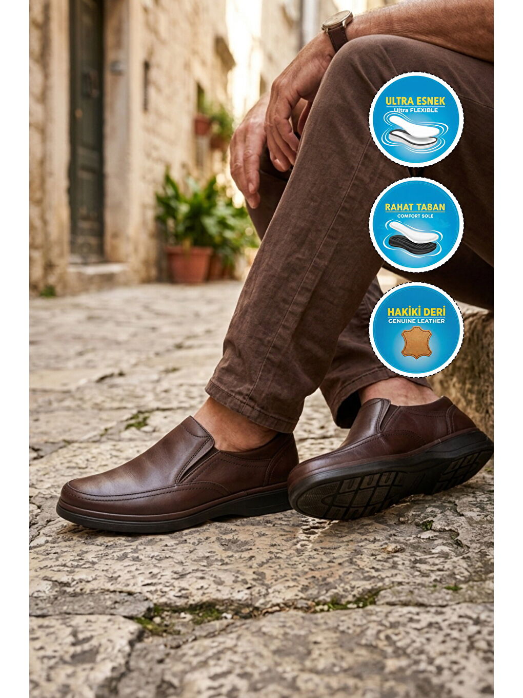 Kahverengi Kahve Hakiki Deri Erkek Casual Ayakkabı 216 M-2