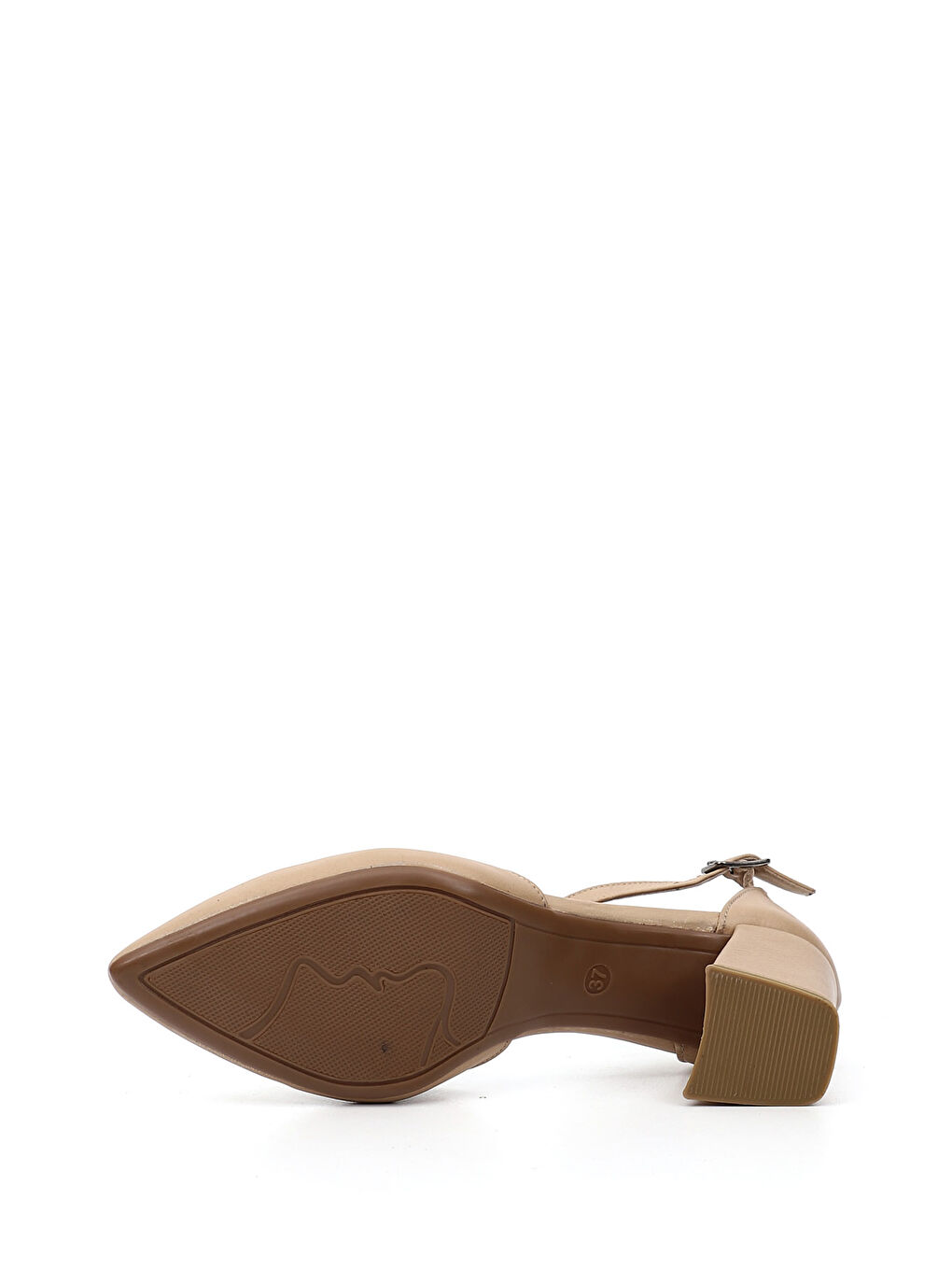 Bej Kadın AÇIK BEJ Bilekten Bağlı Orta Topuklu Hakiki Deri Ayakkabı-4