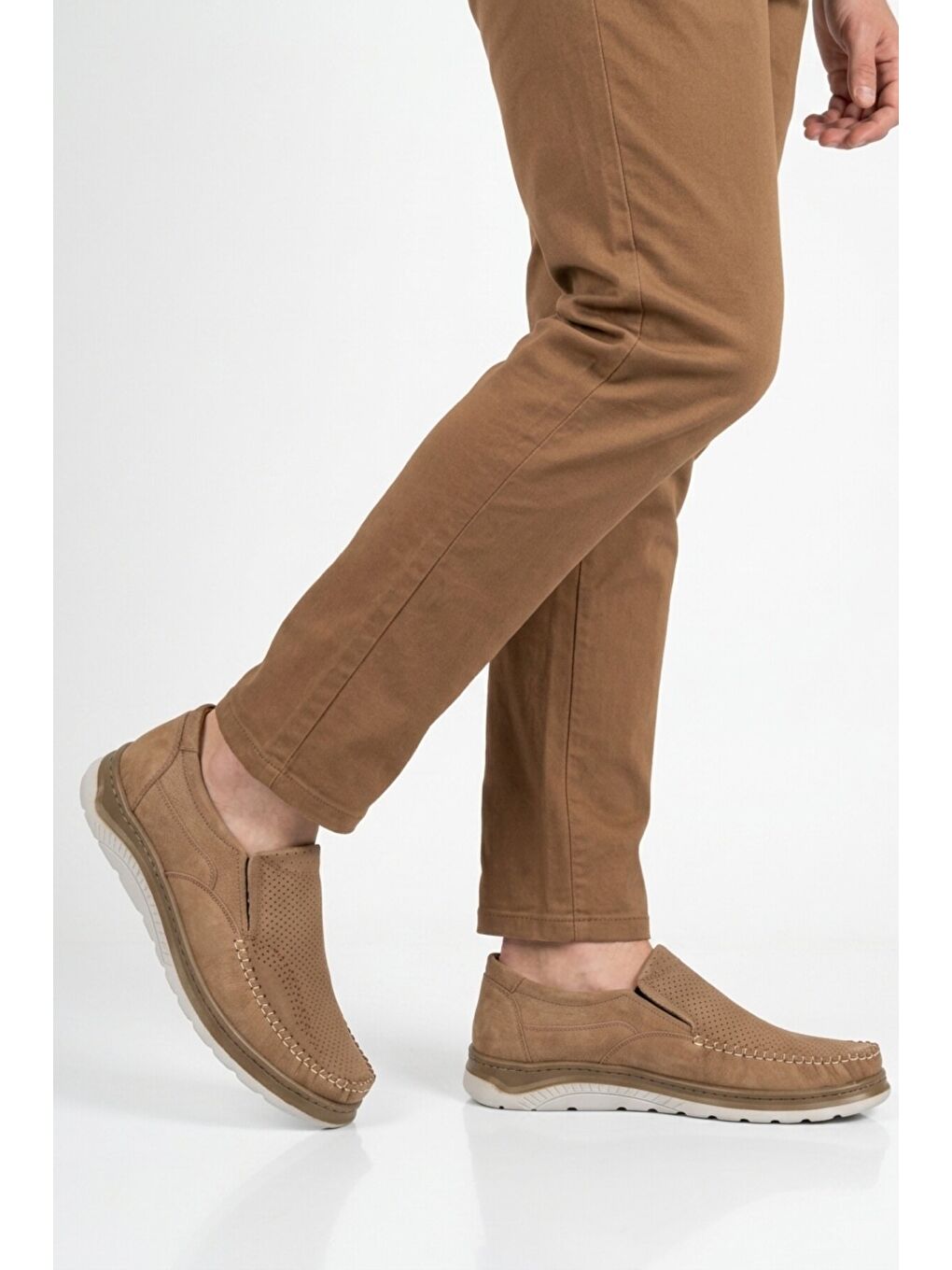 Bej Vizon Hakiki Deri Erkek Casual Ayakkabı 767 M-1