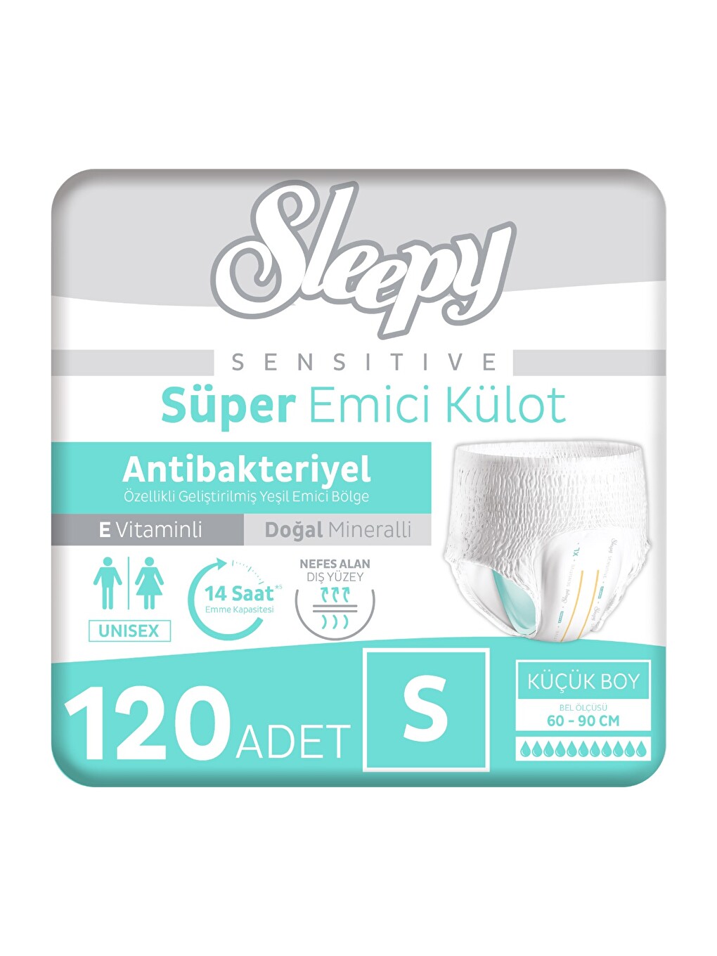 Sensitive Antibakteriyel Emici Külot Small 30x4 120 Adet