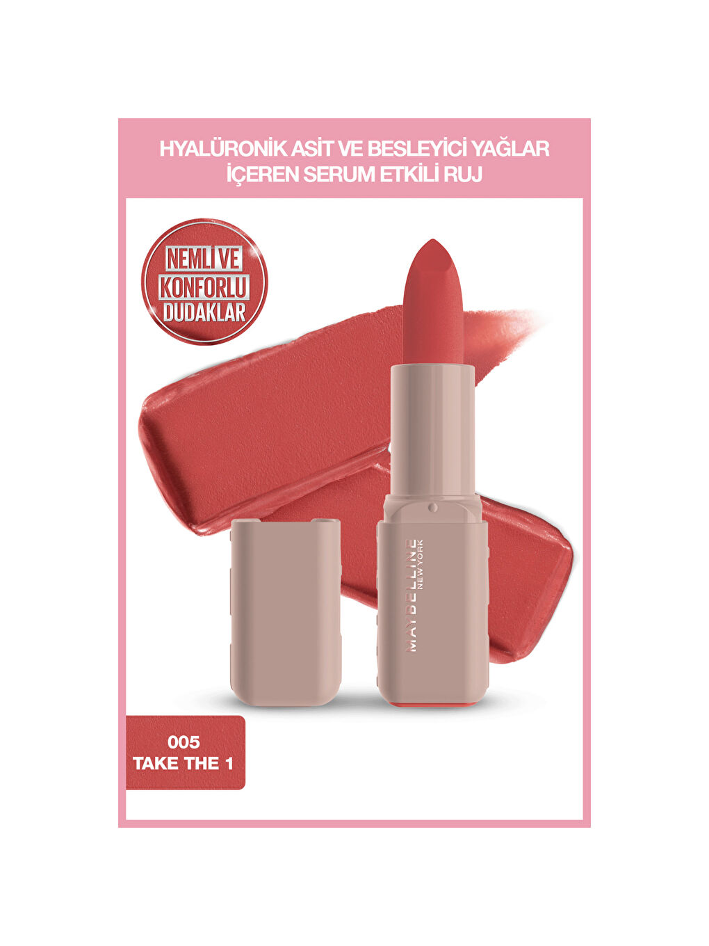 Serum Etkili Hyalüronik Asit ve Besleyici Yağ İçeren Ruj - 005 Take the 1-7