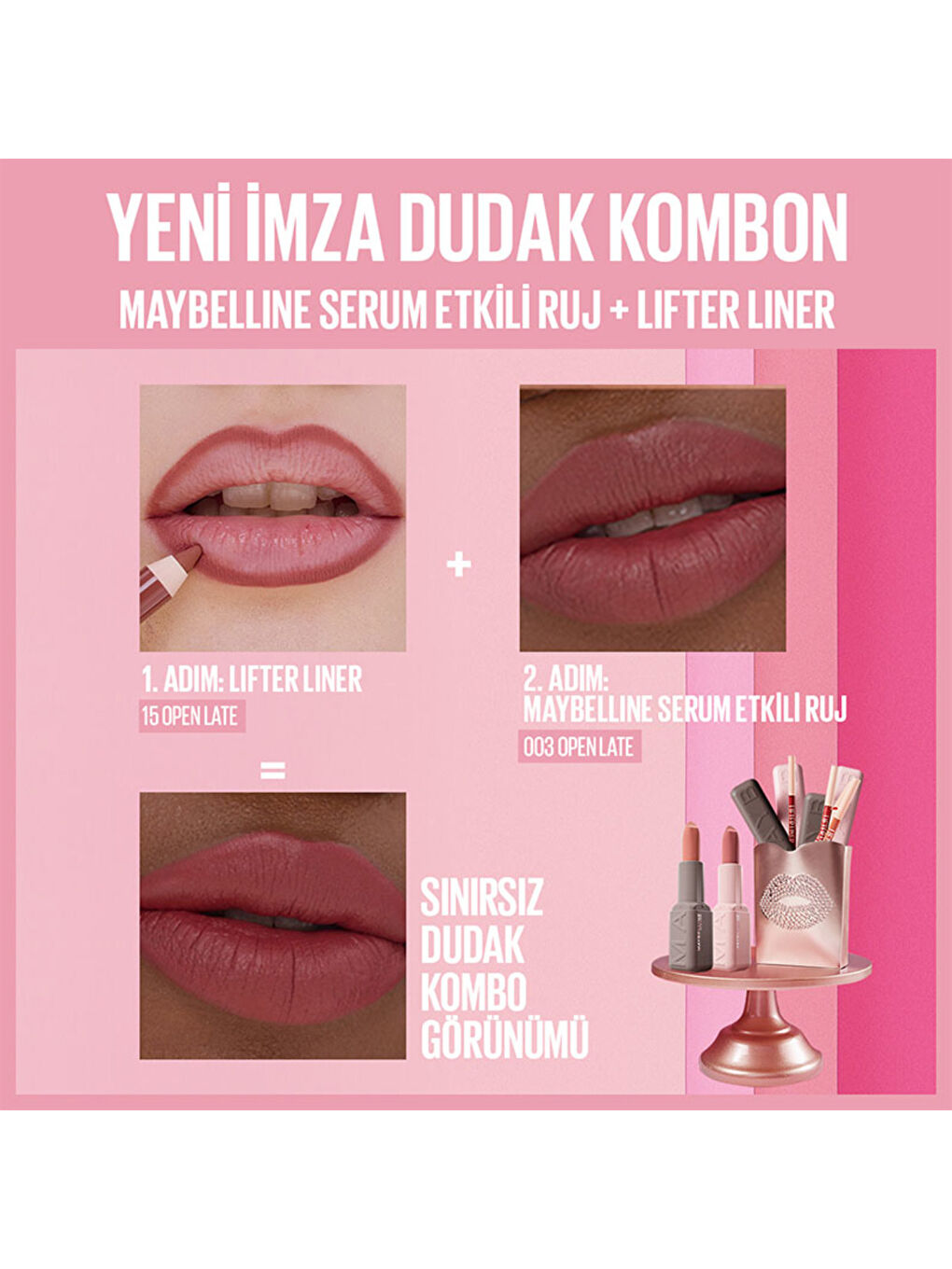 Maybelline NY Serum Etkili Hyalüronik Asit ve Besleyici Yağ İçeren Ruj - 003 Open Late-4
