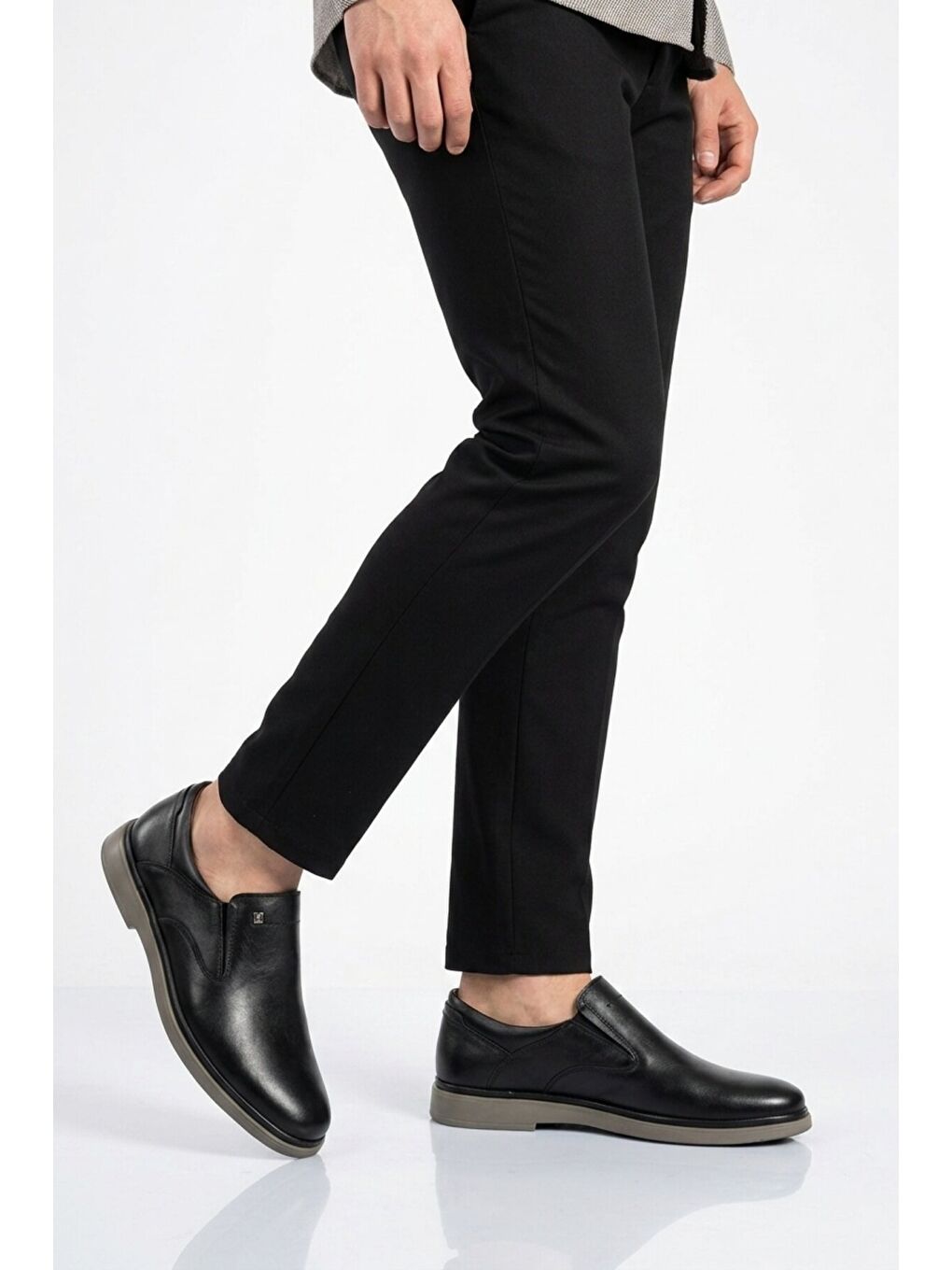 Siyah Bej Hakiki Deri Erkek Casual Ayakkabı 329 M