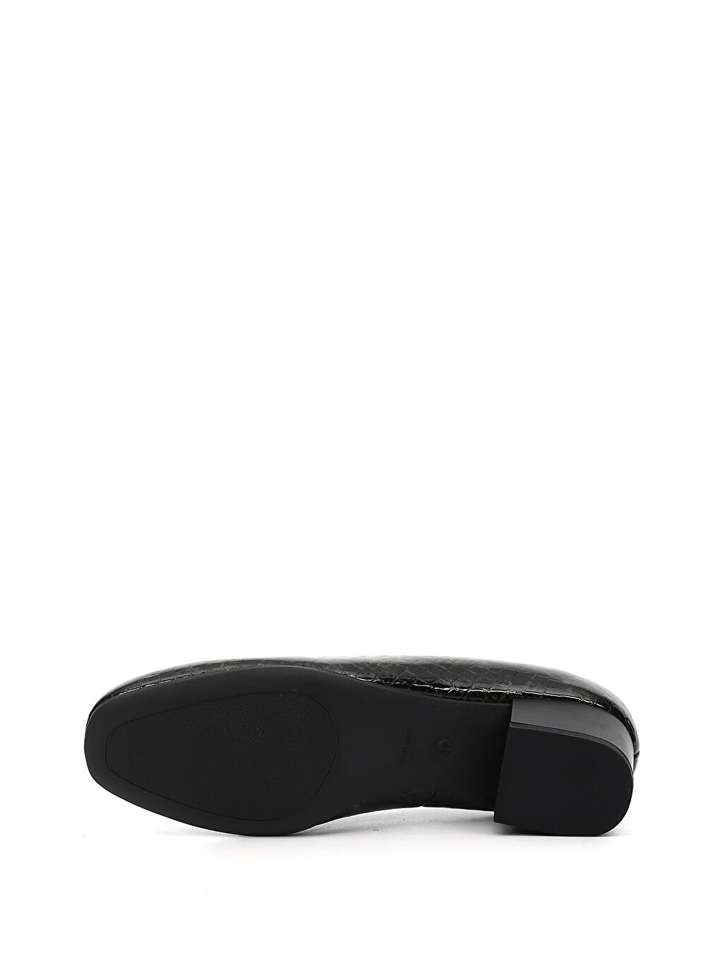 Yeşil Kadın YOSUN YEŞİLİ Küt Burun Kısa Kalın Topuklu Hakiki Deri Ayakkabı-4