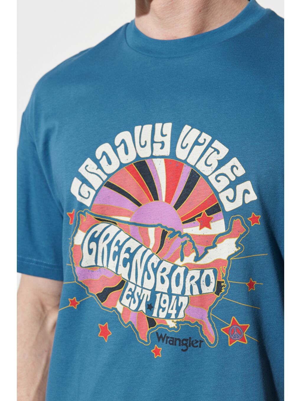 Loose Fit Rahat Kesim %100 Pamuk Bisiklet Yaka Petrol Mavisi Tişört-4