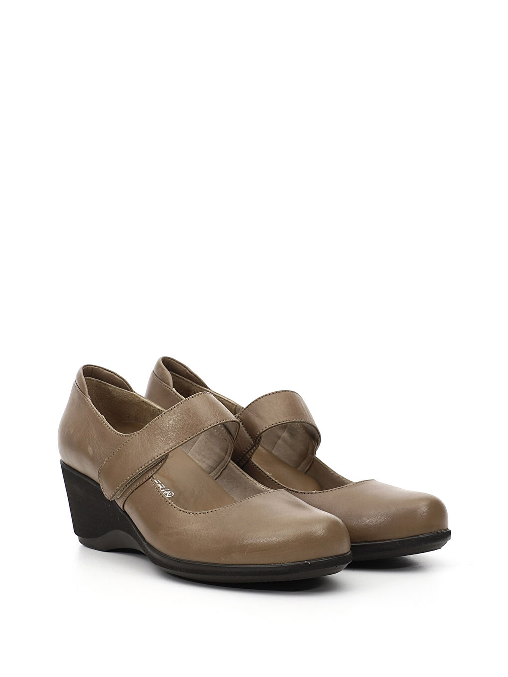 Bej Kadın BEJ-VİZON Dolgu Taban Hakiki Deri Mary Jane Ayakkabı-2