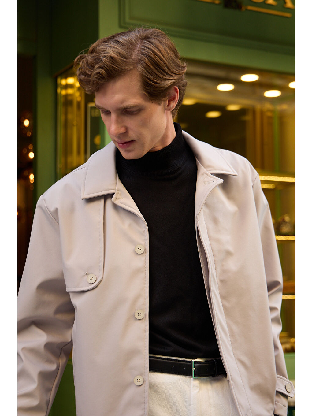 Bej Erkek Regular Fit Ceket Taş-3