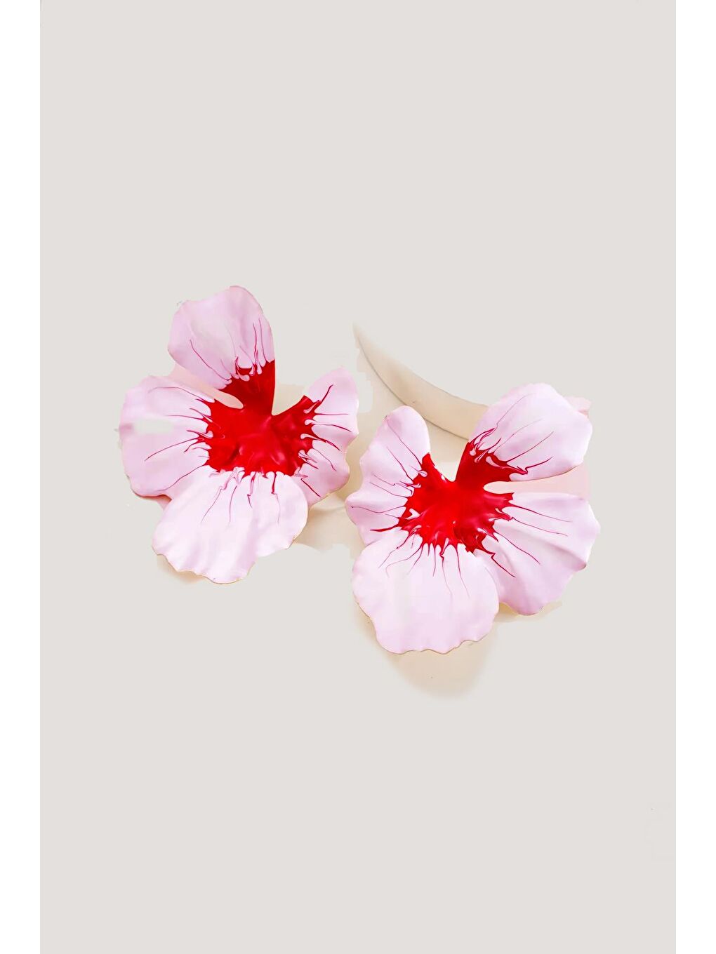 Pembe Orkide Büyük metal Çiçek küpe-1