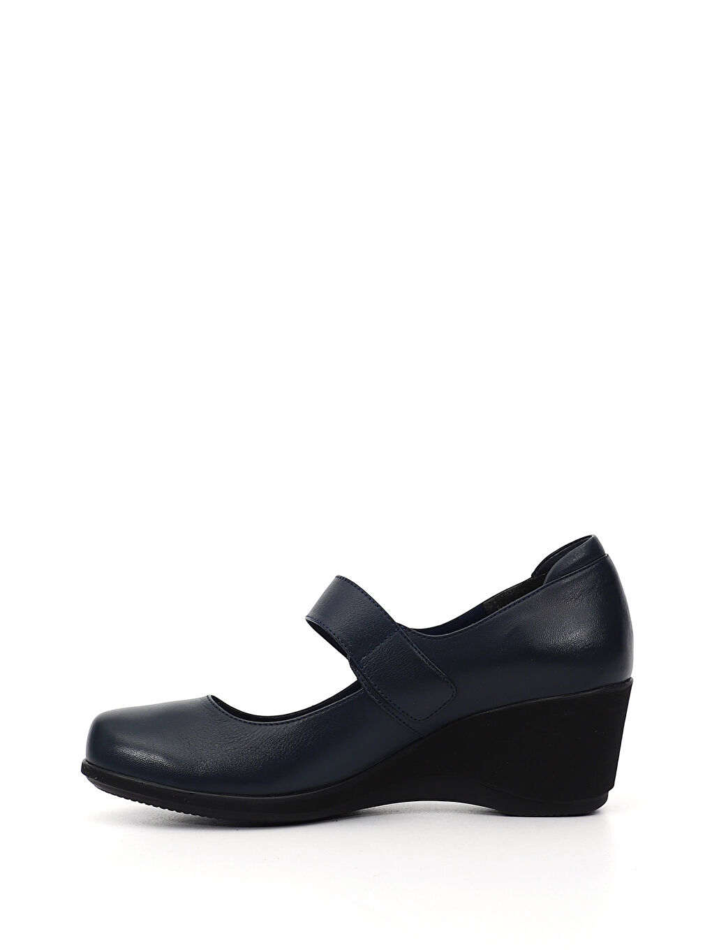 Lacivert Kadın AÇIK LACİVERT Dolgu Taban Hakiki Deri Mary Jane Ayakkabı-3