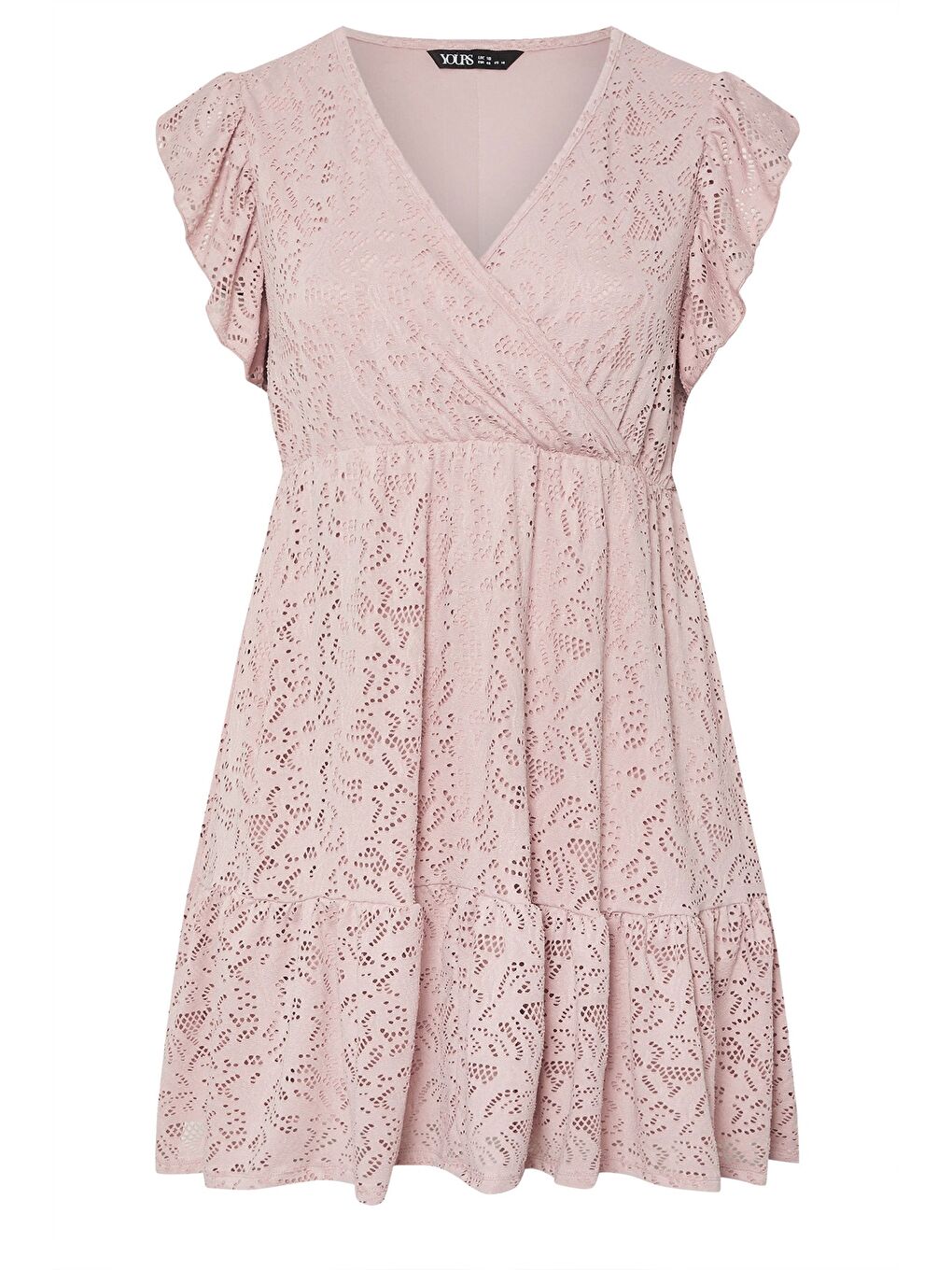 Lila Büyük Beden V Yaka Kısa Kollu Dantel Detaylı Kolları Fırfırlı Astarlı Mini Elbise 304109-5