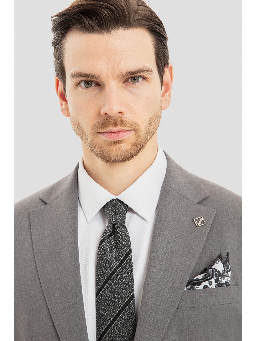 Mono Yaka Takım Elbise Gri-3