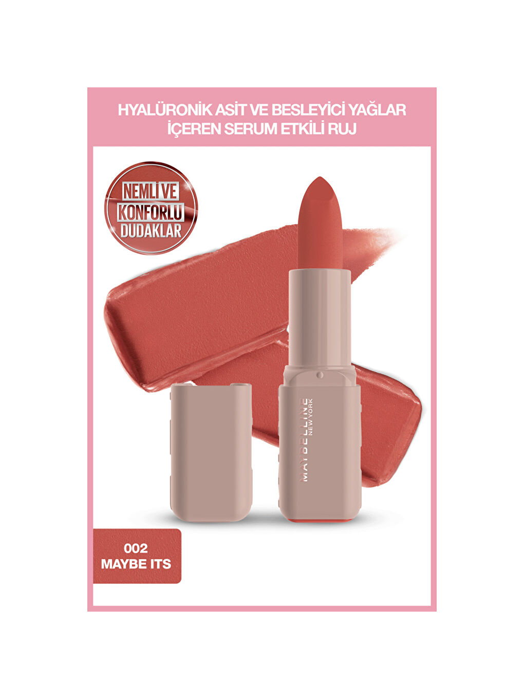 Maybelline NY Serum Etkili Hyalüronik Asit ve Besleyici Yağ İçeren Ruj - 002 Maybe It's-7