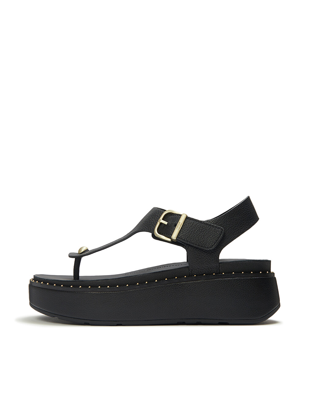 Siyah Kadın Sandalet A3F-090 GEN-FF Max Bucle Tumbled-Leather Toe-Post Sandals