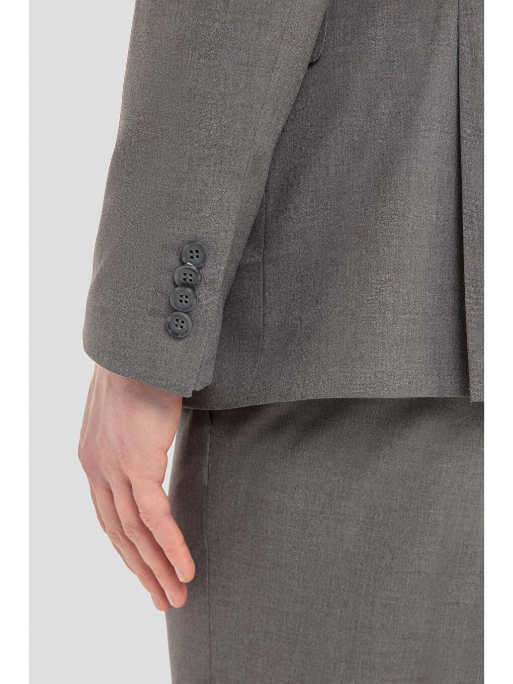 Mono Yaka Takım Elbise Gri-4