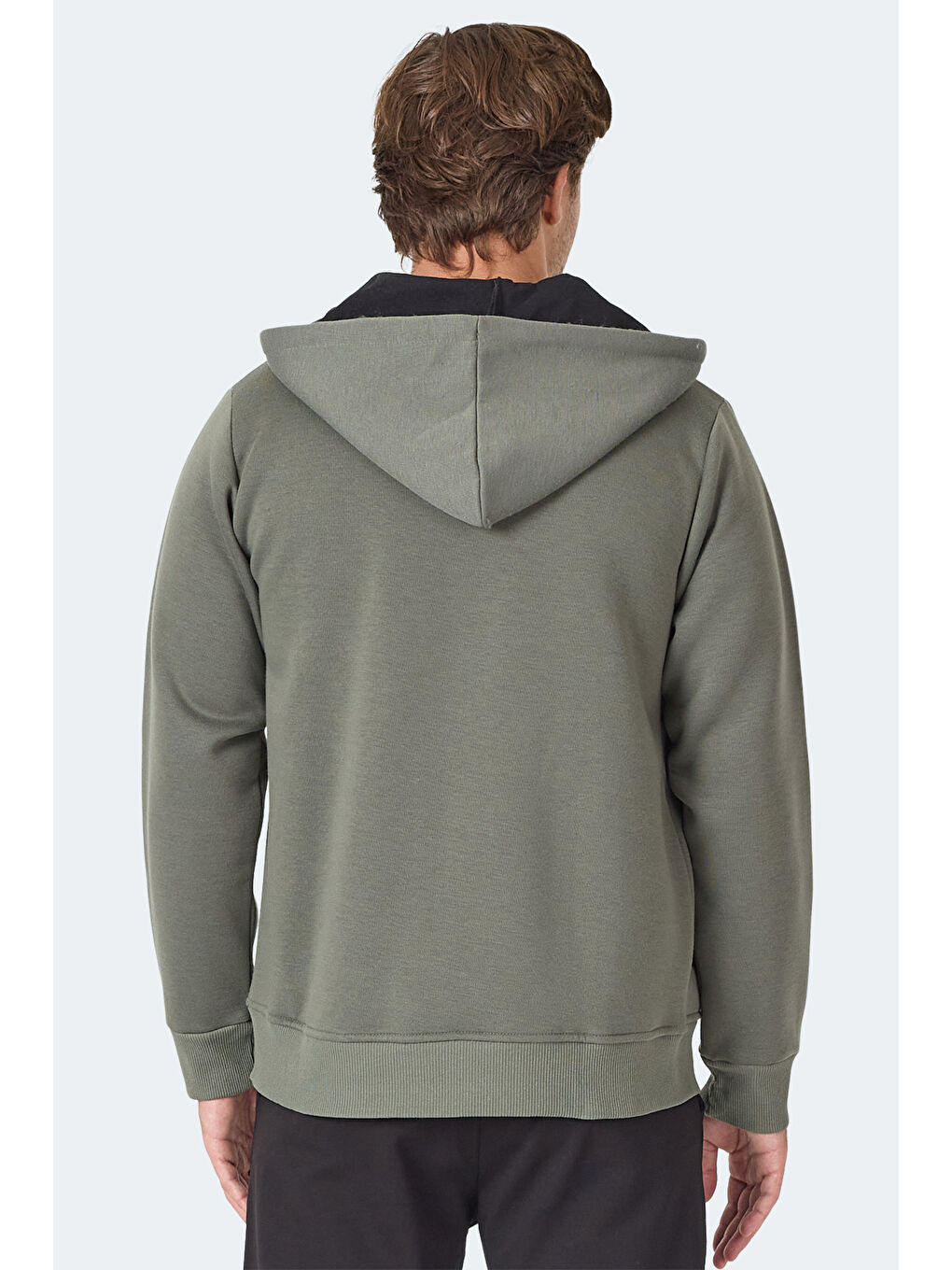 MAJESTIC I Erkek Fermuarlı Kapüşonlu Cepli Haki Sweatshırt-3