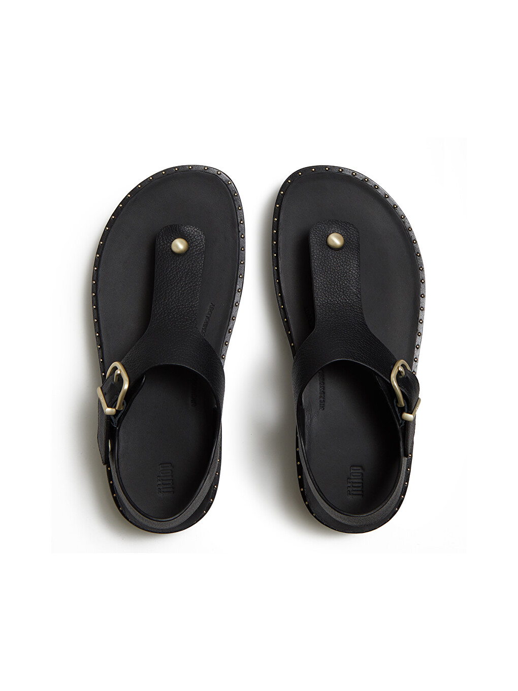 Siyah Kadın Sandalet A3F-090 GEN-FF Max Bucle Tumbled-Leather Toe-Post Sandals-4