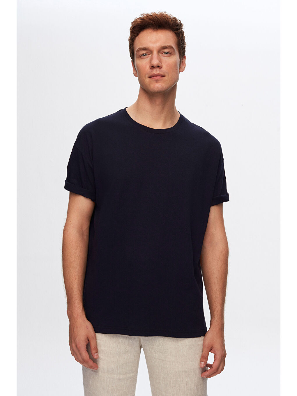 Comfort Beyaz/Lacivert/Siyah 3'Lü Bol Kesim %100 Pamuk T-Shirt-2