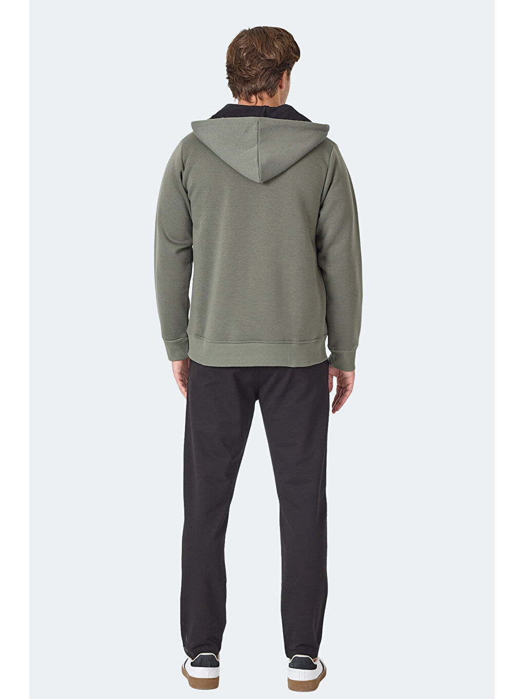 MAJESTIC I Erkek Fermuarlı Kapüşonlu Cepli Haki Sweatshırt-5