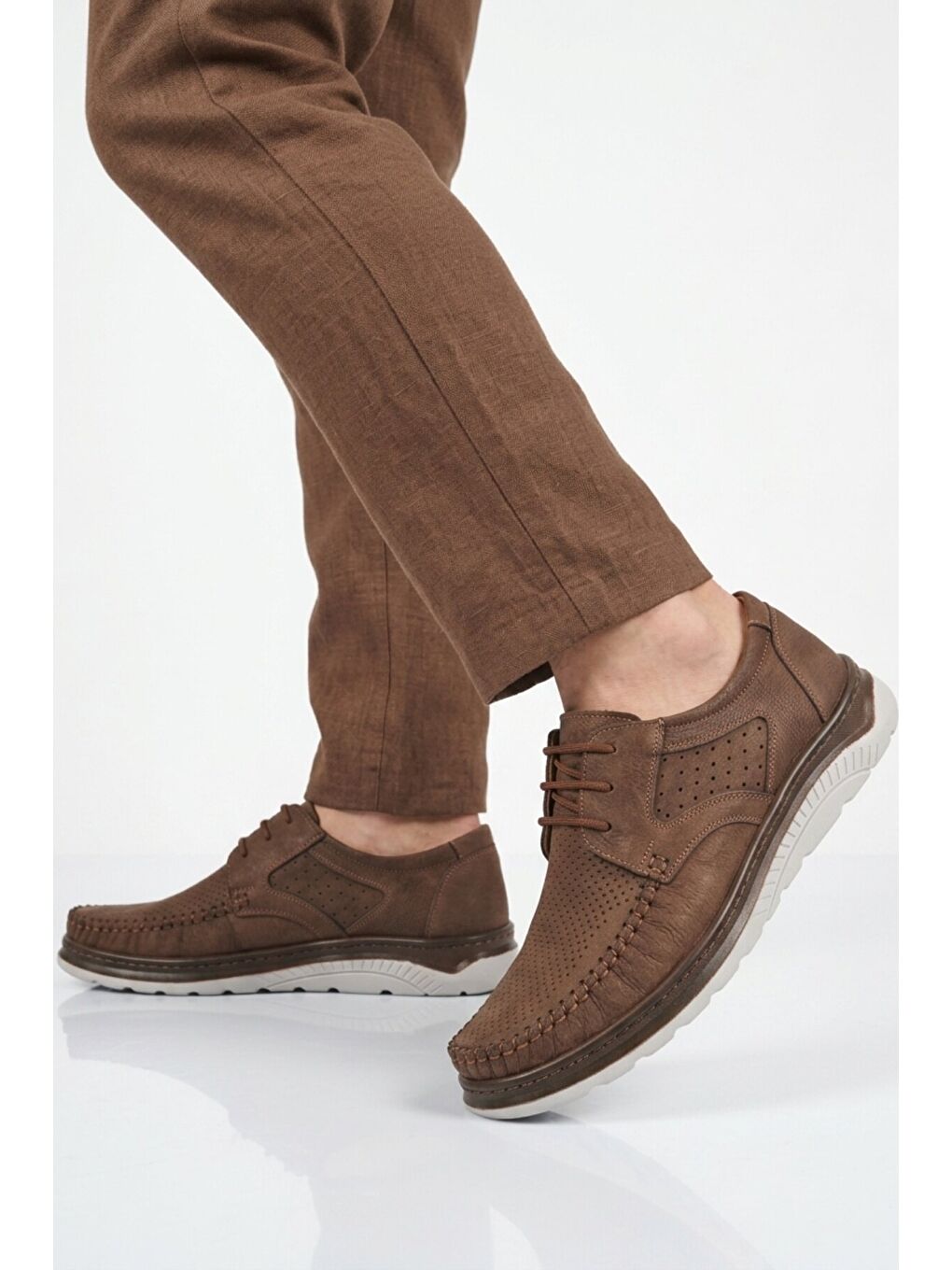 Kahverengi Kahve Hakiki Deri Erkek Casual Ayakkabı 768 M
