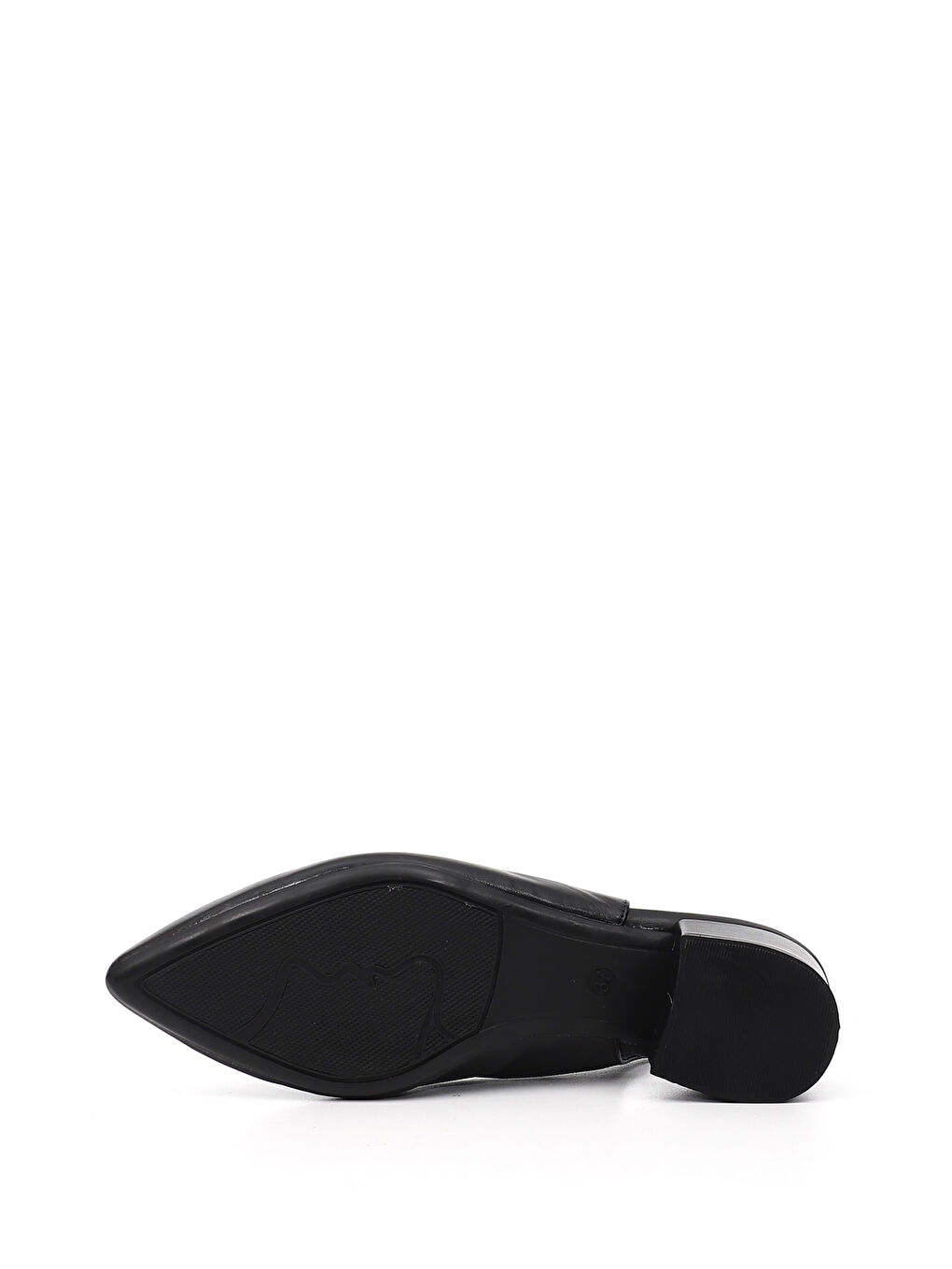 Siyah Kadın SİYAH Kalın Topuklu Arkası Açık Hakiki Deri Ayakkabı-4