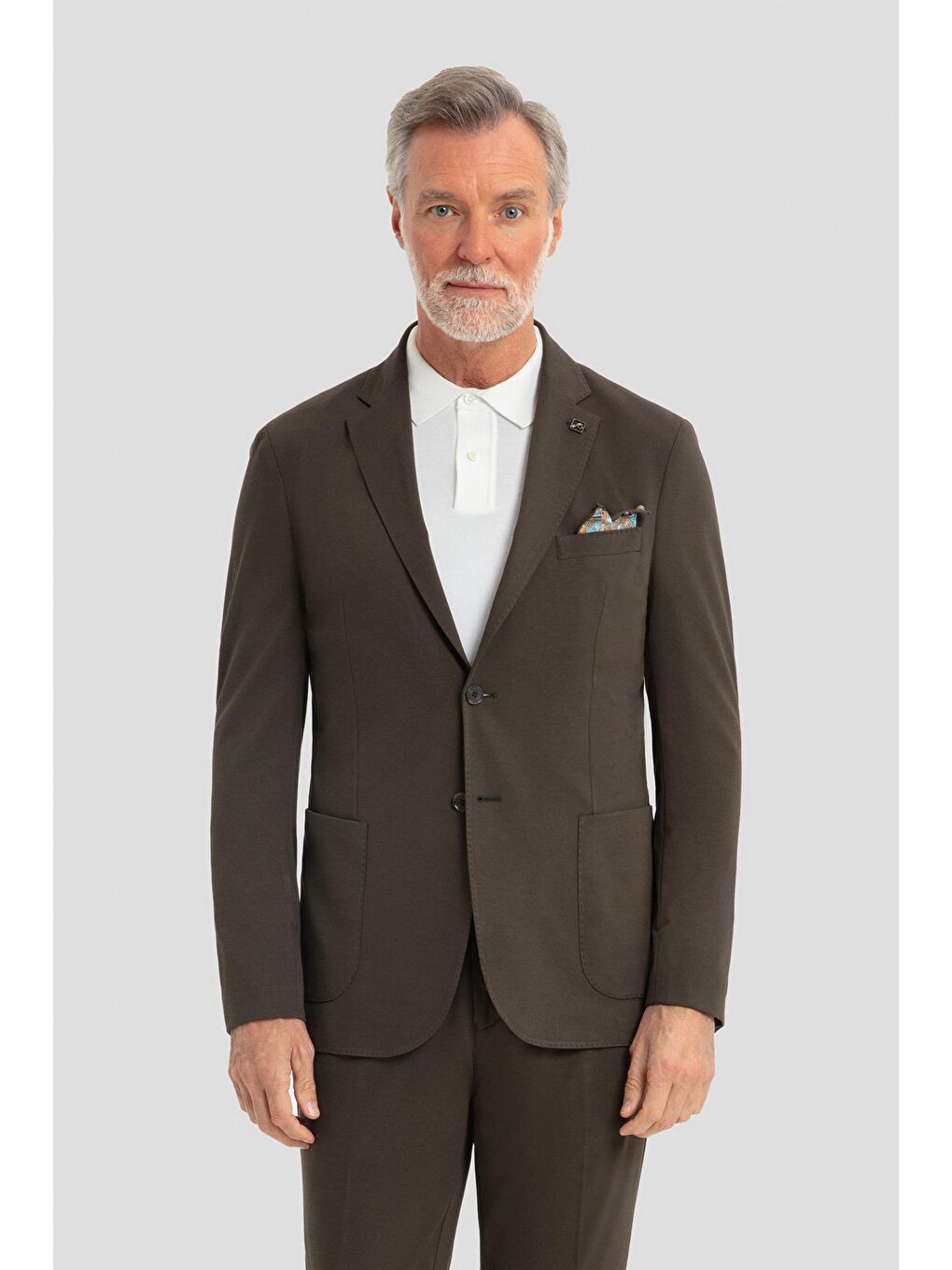 Mono Yaka Modal Karışımlı Takım Elbise Koyu Haki